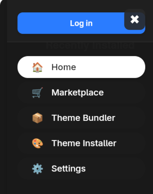 Reskin app side navigation screenshot