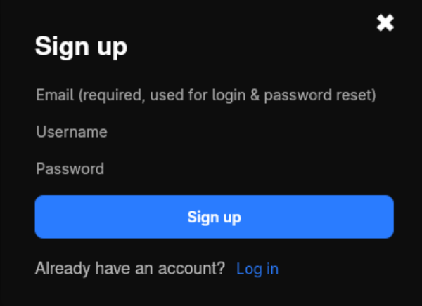 Reskin app signup page screenshot